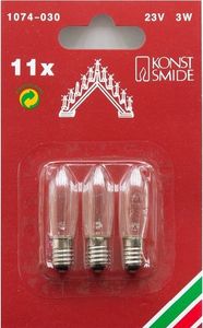 Konstsmide 1074-030 Ersatzbirne, 3er-Blister, klar, 23V, 3W, E10 Schraubgewinde