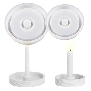 winterbeauy 2x Silikonform Kerzenhalter, Runde Gießform Kerzenhalter,Harz Epoxid DIY Silikon Kerzenformen (Groß+klein)