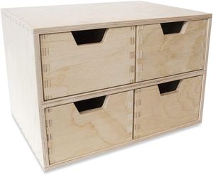 Creative Deco Schubladen-Box aus Birken-Sperrholz | 4 Schubladen | 28,5 x 20 x 19 cm (+/- 1 cm) | Mini-Kommode für Kleinigkeiten | Perfektes Ordnungssystem für Lagerung, Decoupage & Dekoration