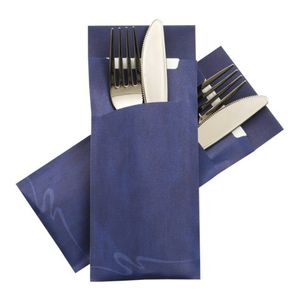 250x Pochetto Bestecktaschen 200x85mm blau marmor inkl. Serviette