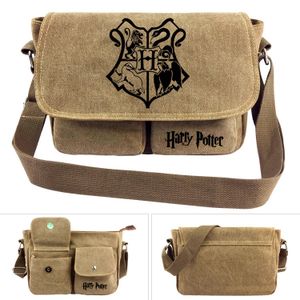 Harry Potter Hogwarts Muster Umhängetasche Herren Damen Vintagem Segeltuch Einfach Schultertasche Tasche Anime Karikatur Kuriertasche Retro Messenger Bag Muster01
