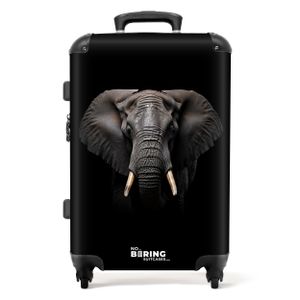 NoBoringSuitcases.com Koffer Mittelgroß 67x43x25 cm, Tiere auf schwarzem Hintergrund: Elefant, 60L