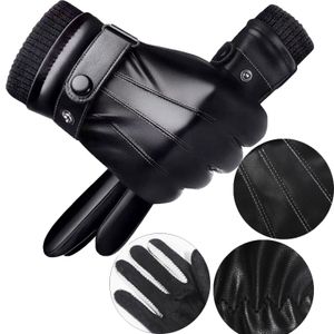Winter Herren Handschuhe, Lederhandschuhe Handgelenk Mode Neue Winterhandschuhe Maschine Nähen Warm Fahren Reithandschuhe aus Kunstleder