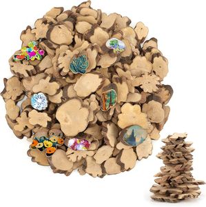 Kurtzy Natur Holzstücke zum Basteln Holz Platten Astscheiben (500g) – 2-5,5 cm Durchmesser Baumscheiben Holzplättchen Holzscheiben Deko Rindenbrett