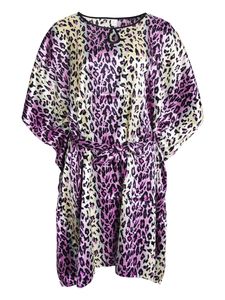 Texemp | Damen Kaftan Tunika Strandkleid Freizeitkleid Sommer | Leopard | Flieder | Modell. 2