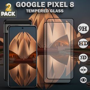 2 balení Google Pixel 8 - Tvrzené sklo 9H - Vysoce kvalitní 3D ochrana displeje