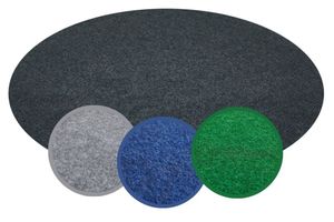Poolteppich Kunstrasen Rund Anthrazit 195 cm - mit Noppen zur Drainage - weiche Poolunterlage - Rasenteppich für Balkon, Terrasse und Garten