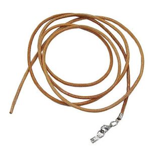 Lederband Halskette für Anhänger Naturbraun Verschluss Karabinerverschluss Silberfarben Länge 1 m verkürzbar. Breite 2 mm