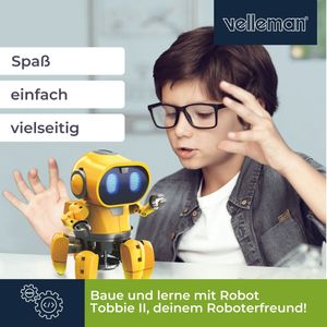 Velleman Roboter Bausatz Tobbie II, Elektronik Baukasten, intelligenter smart Roboter, lern