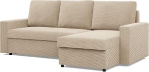 Ecksofa mit Schlaffunktion, Cord - Beige Ecksofa mit Schlaffunktion, Cord - Beige