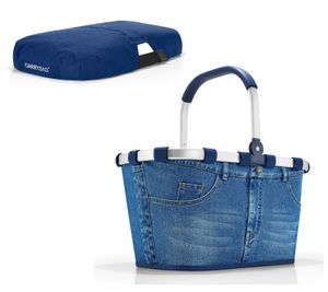 reisenthel SET carrybag Einkaufskorb Korb jeans BK4063 + Cover blau BP4005