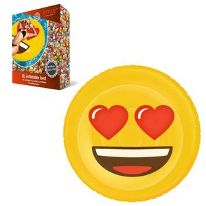 Große Luftmatratze rund Emoji Smiley Herz Gesicht aufblasbar Schwimminsel 140cm