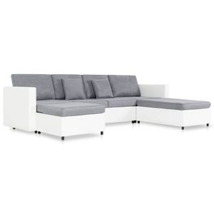 Schlafsofa 4er Ausziehbar Kunstleder Sofabett Sofa Couch Schwarz/Weiß