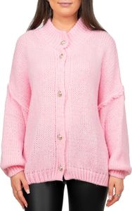 Reichstadt Damen Strickjacke 25RSW068 mit Knöpfen Pink One Size