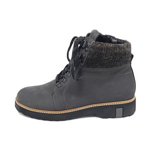 Waldläufer Hitomi 911817-052 Damen Gefütterte Boots Carbon Braun NEU - Damenschuhe Bequeme Stiefel / Stiefeletten, Grau, leder/textil (bear rocco)