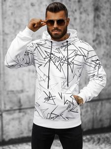 Ozonee Herren-Kapuzenpullover mit Kapuze Lusun weiß XL