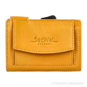SECWAL Leder Kartenetui mit RFID Schutz und Münzfach in Gelb SW2-14