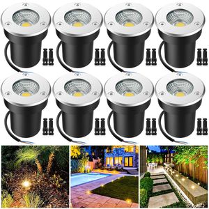 8x Bodenstrahler Außen 5W 12V-24V, Led Bodeneinbaustrahler Aussen, Aluminium Bodenleuchten Für Garten Boden Wege Terrasse Hof, Lichtfarbe: Warmweiß