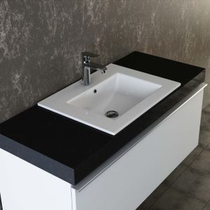 VILSTEIN Keramik Einbau-Waschbecken, 62cm, Weiß, Mit Überlauf, Einsatz-Waschbecken, Waschtisch