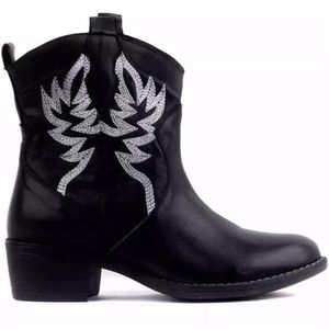 Embriodery West Cowboy Kurze Stiefel Für Frauen Kunstleder Starke Ferse Ankle Schuhe Frühling Herbst Weibliche Chelsea Boots