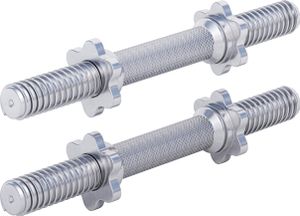 GORILLA SPORTS® Kurzhantelstange - 2er Set, 30mm Durchmesser, 42cm lang, bis 100kg Belastbar, mit Sternverschlüssen, Rutschfest, Gerändelt, aus Chrom - Hantelstangen Kurz