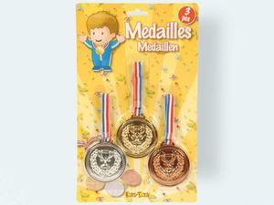 3er Set Medaillen Gold, Silber, Bronze, je ca. 6cm