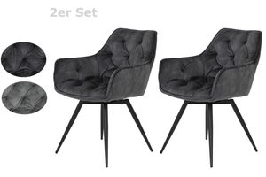 2er Set Sessel Armlehnenstuhl Florentina - Vintage Anthrazit - Metallgestell Rundrohr Pulverbeschichtung schwarz  360° drehbar - 120kg  belastbar