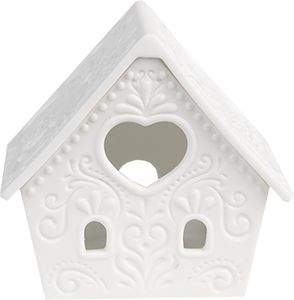 Clayre & Eef Teelichthalter Haus 9x7x8 cm Weiß Porzellan
