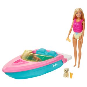 Barbie Boot-Spielset mit Puppe inkl. Haustier Hündchen und Zubehör
