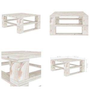 vidaXL Outdoor Tisch Paletten Holz Weiß - Palettentisch - Palettentische - Holz Palettentisch - Palettenhocker