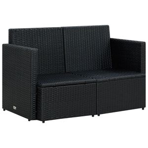 vidaXL 2-osobowa sofa ogrodowa z poduszkami z czarnego polirattanu