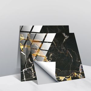 10 Stück Glänzend Selbstklebende Moderne Wandaufkleber Wandtattoos,Farbe: Schwarz+Gold,Größe:15x15cm