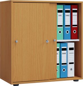 VCM Büroschrank mit 2 Fächern | moderner Aktenschrank mit Schiebetüren und Schloss | Maße ca. B. 70 x  H. 73 x T. 37 cm – Lona 2-Fach abschließbar