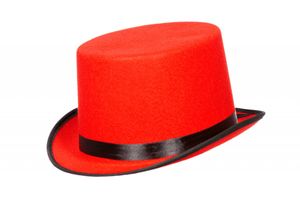 Kostüm Zubehör Zylinder Hut Mütze mit Hutband Band rot Karneval Fasching