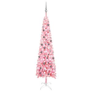 HOMMIE Schlanker Weihnachtsbaum mit LEDs & Kugeln Rosa 240 cm(5069)