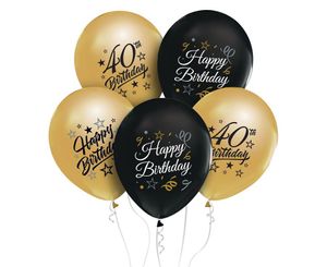 40. Geburtstag schwarz gold silber 5 Luftballons
