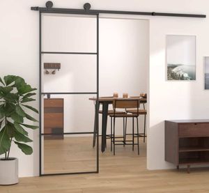 vidaXL Schiebetür Aluminium und ESG Glas 76x205 cm Schwarz