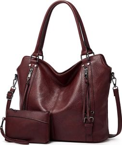 Mofut Handtasche Damen Schultertasche Groß Shopper Synthetisches-Lederhandtasche, Handtaschen Umhängetasche Geldbörse Damen Taschen 2-Tlg