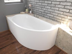 Badewanne Eckbadewanne 140x70 Links mit AcrylSchürze, Ablaufgarnitur & Füßen GRATIS | Komplettset 4in1 Original Acryl Wanne Siphon | BADLAND MIKI