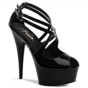 DELIGHT-612 Damen Sandale von Pleaser, Schwarz EU 38, US 8