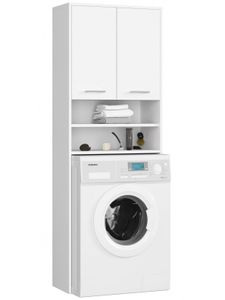 3xEliving Waschmaschinenschrank KORALIA mit 2 Türen, für  Waschmaschine oder Trockner, Hochschrank Badregal Badschrank in weiß