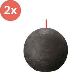 Bolsius - Rustikale Kugelkerze - Ø76mm - Stormy Grey - Vorteilspack - 2 Stücke