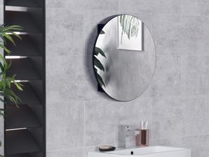 Badezimmer Hängeschrank oval mit Spiegel - Schwarz - RURI