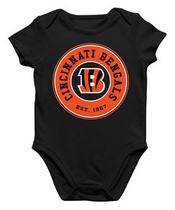 Cincinnati Bengals - American Football NFL Super Bowl Kurzarm Baby-Body, Schwarz, 3/6, Vorne