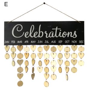 1set Freunde Kalender Ornament einfach zu bedienen breite Anwendung exquisite Geburtstagserinnerung Kalenderdekoration aus Holz für Zuhause-E
