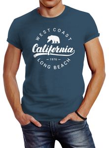 Herren T-Shirt California Republic Slim Fit Neverless® denim blue M
