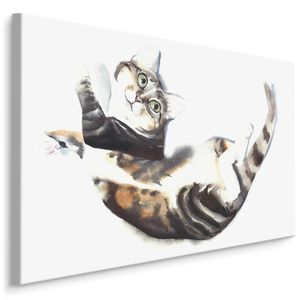 Fabelhafte Canvas LEINWAND BILDER 120x80 cm XXL Kunstdruck Tiere Katze Gemalt Aquarell