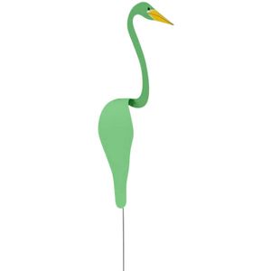 Leap Flamingo-Windspiel, tanzende Vögel, Garten-Metallkunst, Metallschild, Rasenkunst-Ornamente für den Außenbereich, Terrasse, Hinterhof - Grün