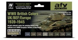 Vallejo Model Air AFV 71614 WWII British Colors UK/BEF/Europe 1939-1945 8x 17mlAirbrush Farben