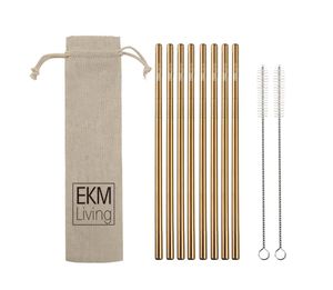 EKM Living Edelstahl Strohhalme 8er Set Kupfer gerade GmbH, Trinkhalme, bruchfest, wiederverwendbar, spülmaschinengeeignet, plastikfrei (Kupfer gerade, 8)